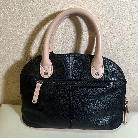 Tignanello black and cream top handled purse - Picture 3 of 9